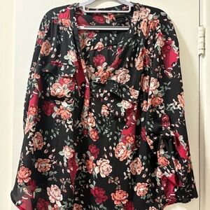 Torrid Black and Red Floral Blouse with Belle in Beauty and the Beast